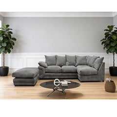 Rio Fernando Right Hand Facing Corner Sofa with removable Footstool Grey