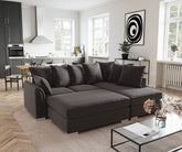 Chiswick Right Hand Facing Corner Sofa with Footstool Black