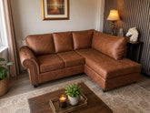 Brooklyn Suede Leather Right Hand Facing Corner Sofa Brown