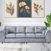 Bela Crushed Velvet 4 Seater Full Back Sofa Silver