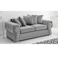 Verona Scatter Back Plush Velvet 3+2 Seater Sofa Set Silver