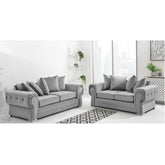 Verona Scatter Back Plush Velvet 3+2 Seater Sofa Set Silver