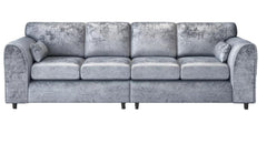 Bela Crushed Velvet 4 Seater Full Back Sofa Silver