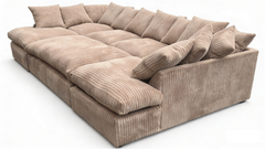 Cinema Large U Shape Sofa Jumbo Cord Fabric Coffee