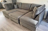 Berlin 5 seater U shaped Plush Fabric Corner Sofa Steel Grey