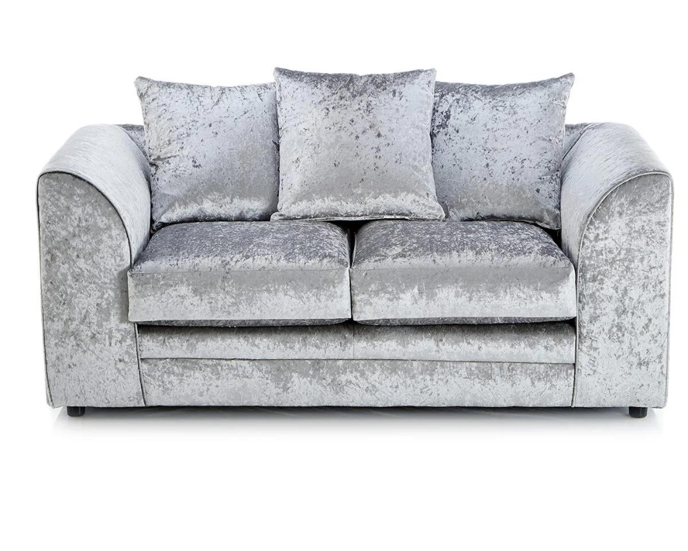 Aurora 2 Seater crushed Velvet Sofa in silver color