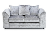 Aurora 2 Seater crushed Velvet Sofa in silver color
