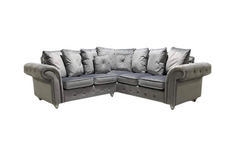 Zoey Plush Corner sofa Grey-Button Arms