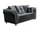 Zoe Plush 2 Seater sofa Grey-Button Arms
