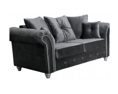 Zoe Plush 2 Seater sofa Grey-Button Arms