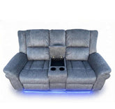 Berlin Fabric Electric Recliner 2 Seater Sofa Grey