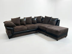 Dino Fabric Right Hand Facing Corner Sofa Foam Seating Chocolate-Brown