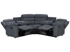 Roman Fabric Recliner Corner sofa Grey