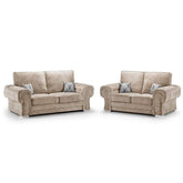 Chingford Full Back 3+2 Seater Sofa Set Chenille Fabric Beige
