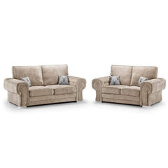 Chingford Full Back 3+2 Seater Sofa Set Chenille Fabric Beige