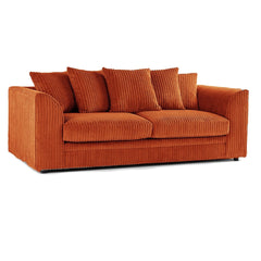 Hannah Jumbo Cord Scatter Back 3 Seater Sofa Orange