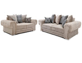 Verona 3 Seater +2 Seater Scatter Back Fabric Sofa Set Beige