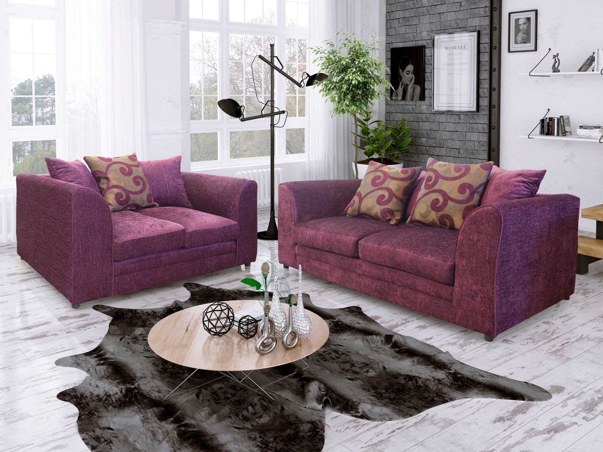 Zina 3+2 Seater Chenille Fabric Sofa Set