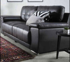 Kansas Leather 3+2 Seater Sofa Set in Black