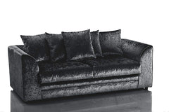 Aurora 3 Seater Crushed Velvet Sofa set black color