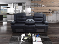 ROMA Leather Recliner 3 Seater sofa -Black
