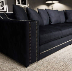 Luxury Cruise Corner - Studded Arms Right Hand Facing Corner Sofa Charcoal