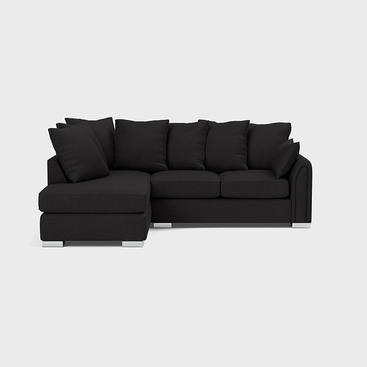Chiswick Left Hand Facing Corner Sofa with Footstool Black