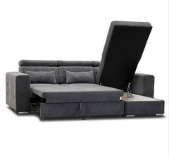 Luca L-Shaped Storage Sofa Bed Universal Corner Grey