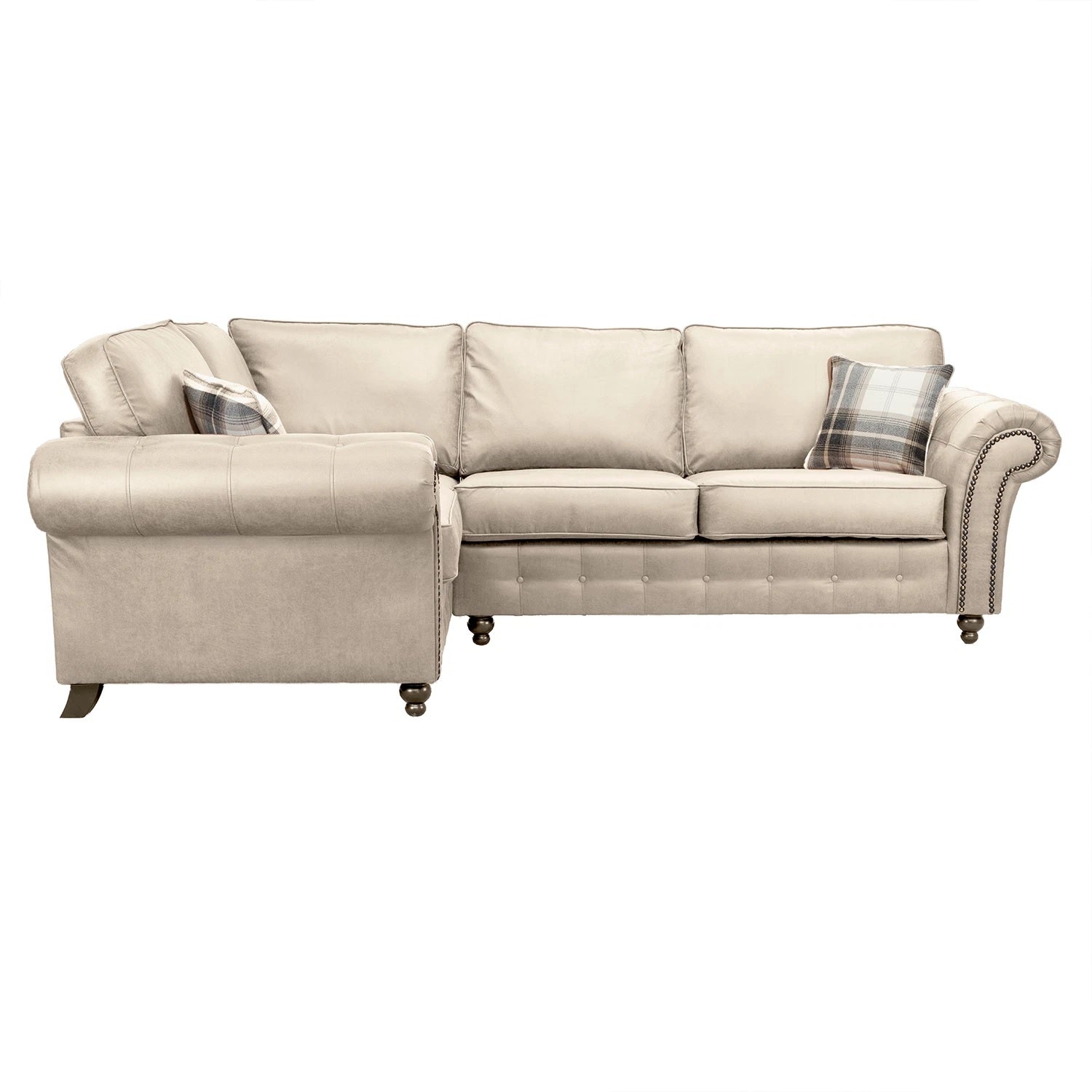 Oakland L Shaped 4 Seater Suede Leather Corner Sofa Marble