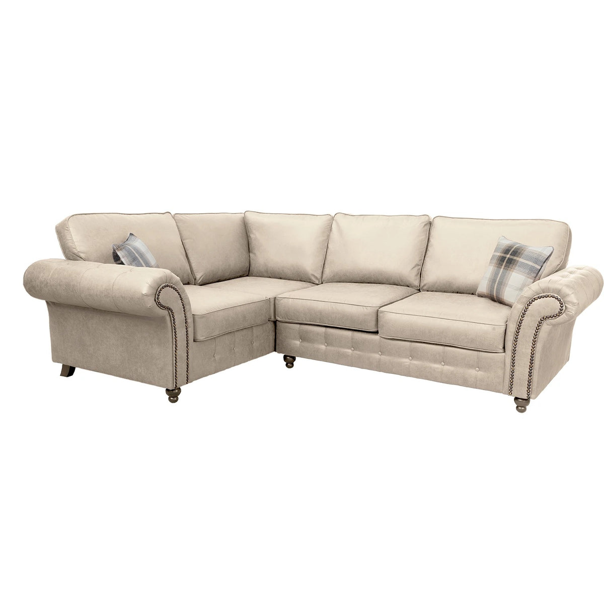 Oakland L Shaped 4 Seater Suede Leather Corner Sofa Marble