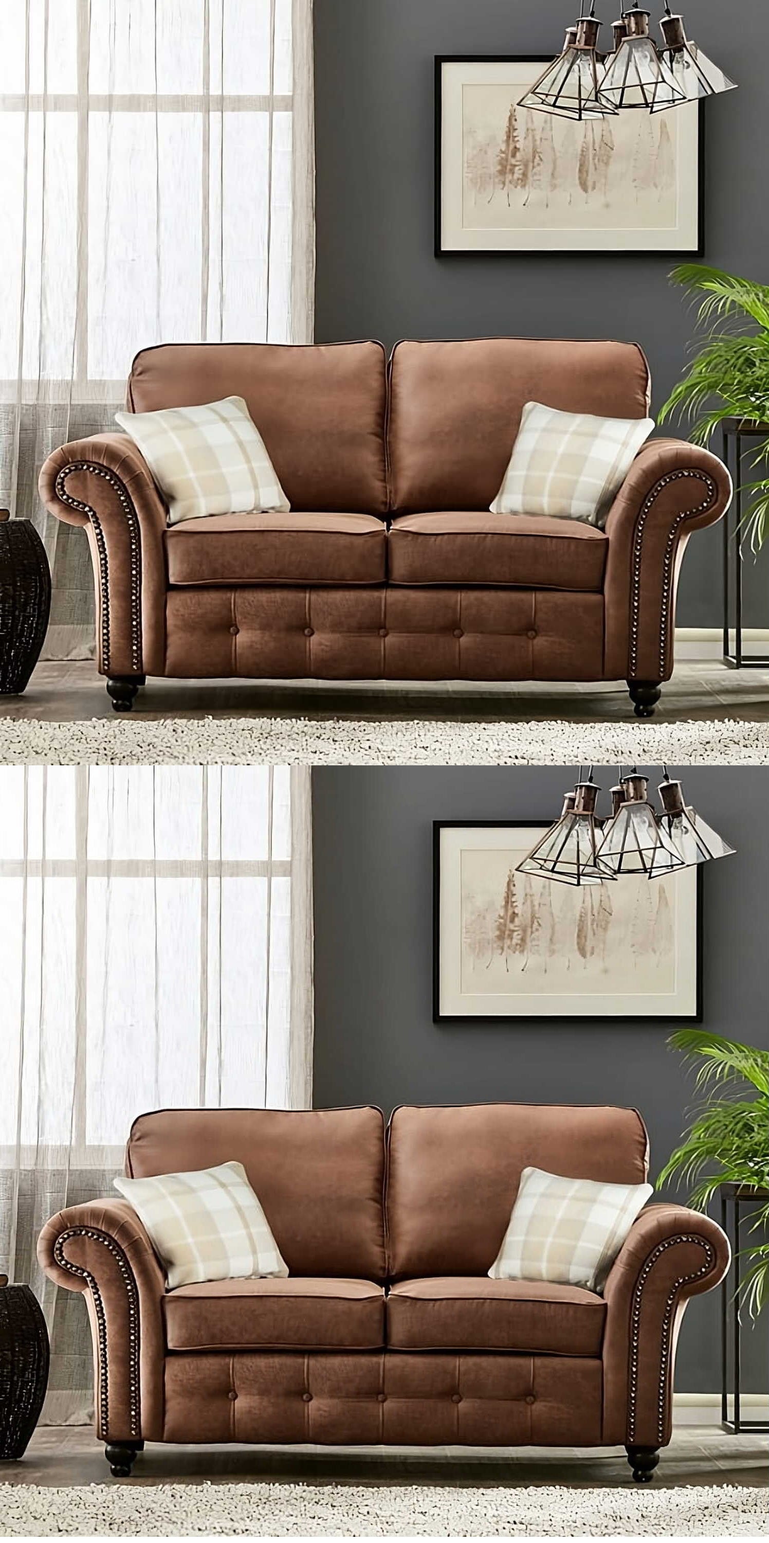 Oakland 3 Seater +2 Seater Sofa Set, 2+2, 3+3 Black/Brown/Marble