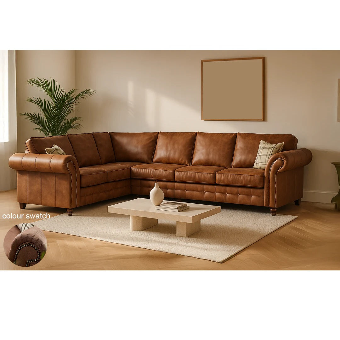 Oakland L Shaped 5 Seater Suede Leather Corner Sofa