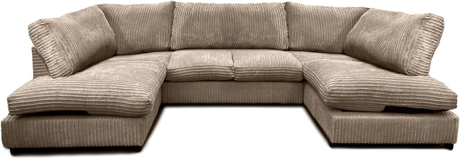CAMBRIDGE U Shape Jumbo Cord Fabric Full Back Sofa