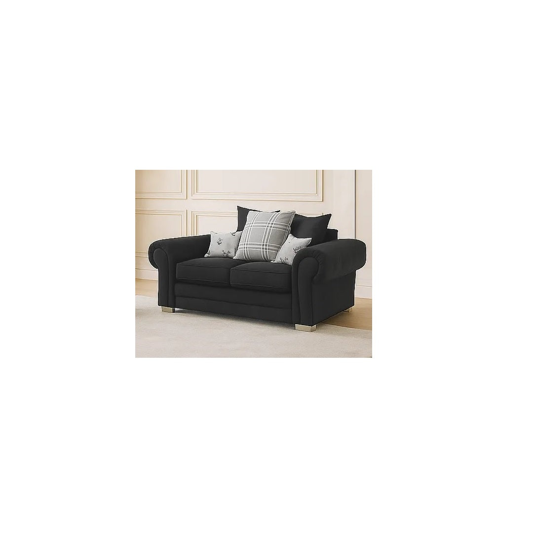 Verona 3 Seater +2 Seater Scatter Back Fabric Sofa Set Black