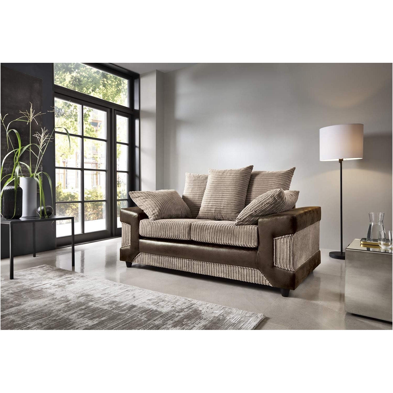 Dino 3 and 2 Seater Jumbo Cord Sofa Set in Brown&Coffee