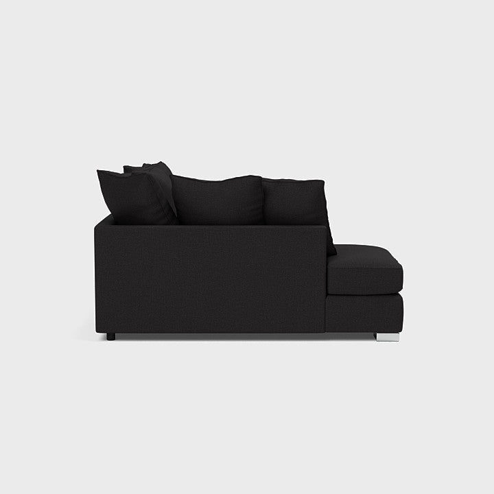 Chiswick Left Hand Facing Corner Sofa with Footstool Black