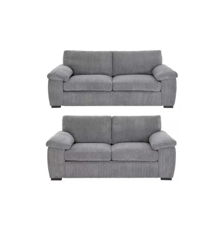 Amalfi Jumbo Cord 3+2 Seater Sofa Set Grey