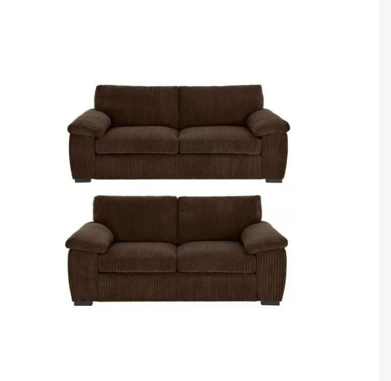 Amalfi Jumbo Cord 3+2 Seater Sofa Set Chocolate