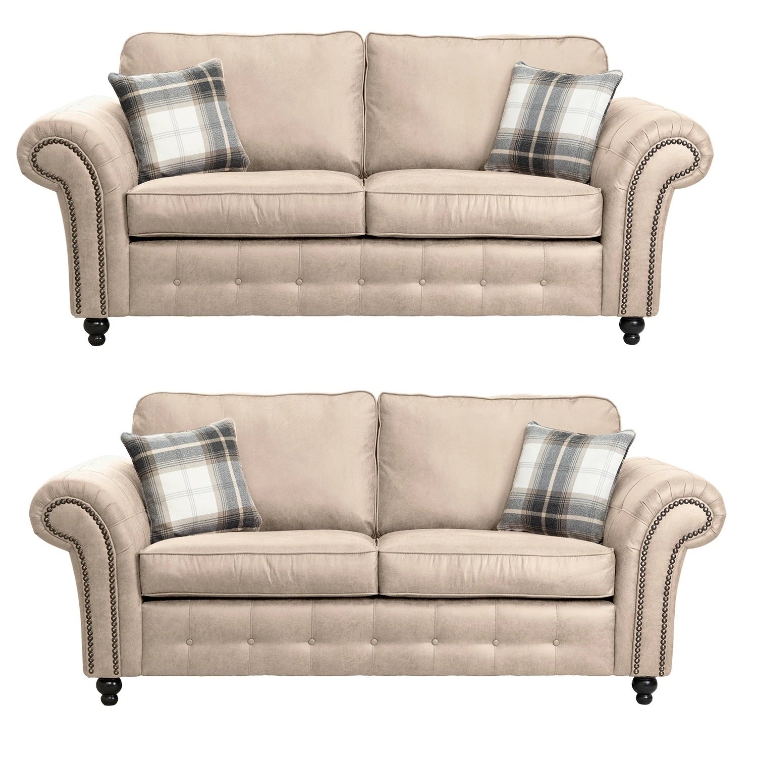 Oakland 3 Seater +2 Seater Sofa Set, 2+2, 3+3 Black/Brown/Marble