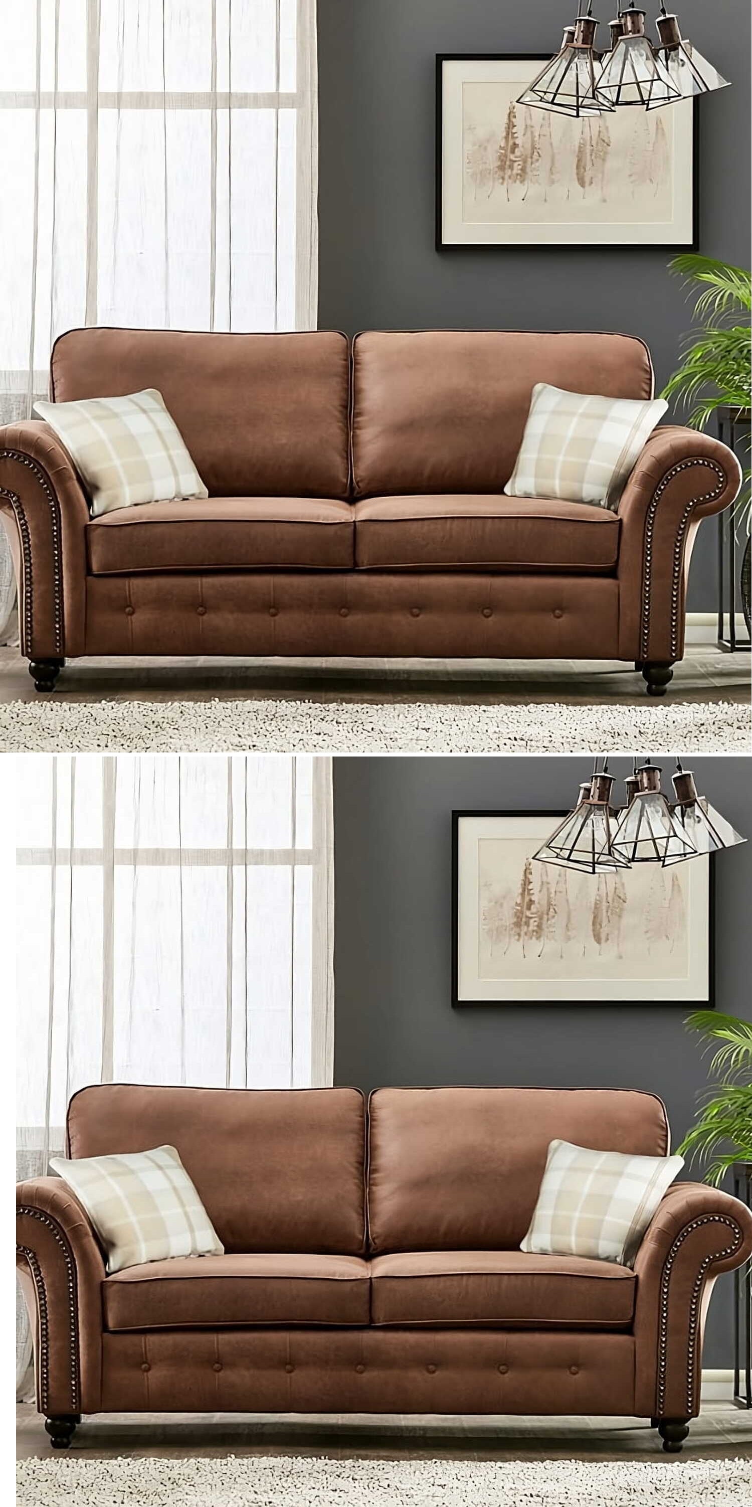 Oakland 3 Seater +2 Seater Sofa Set, 2+2, 3+3 Black/Brown/Marble