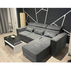 Luca L-Shaped Storage Sofa Bed Universal Corner Grey
