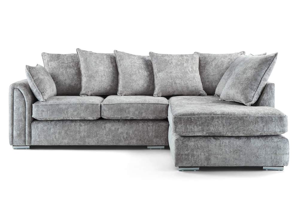 Chiswick Right Hand Facing Corner Sofa with Footstool Silver