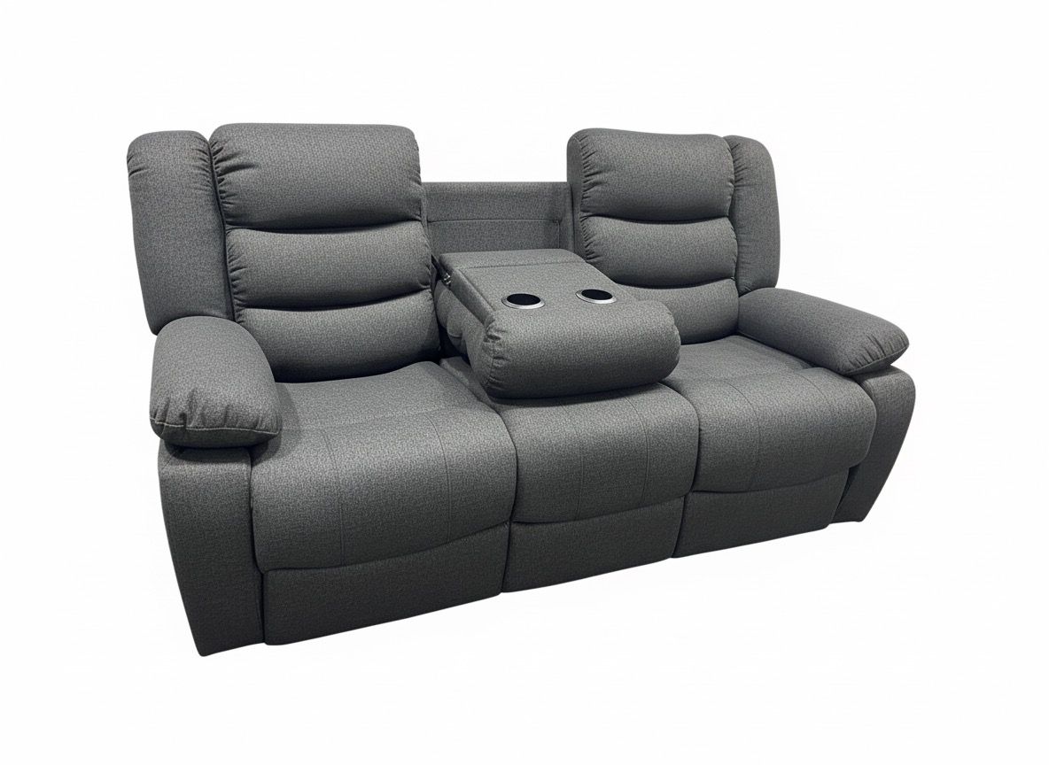Roman Fabric Recliner 3 Seater sofa in Grey