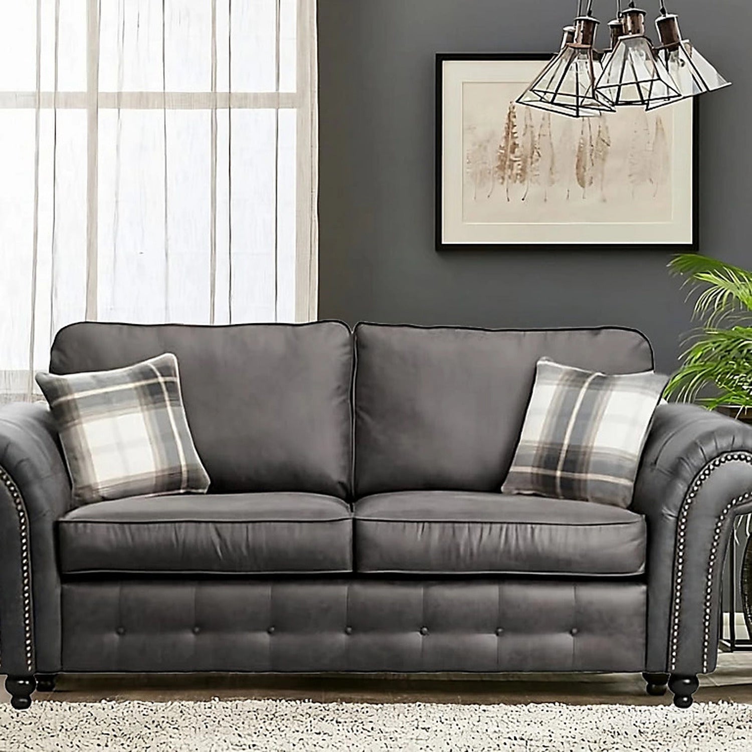 Oakland Suede Leather 3 Seater Sofa