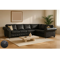 Oakland L Shaped 5 Seater Suede Leather Corner Sofa
