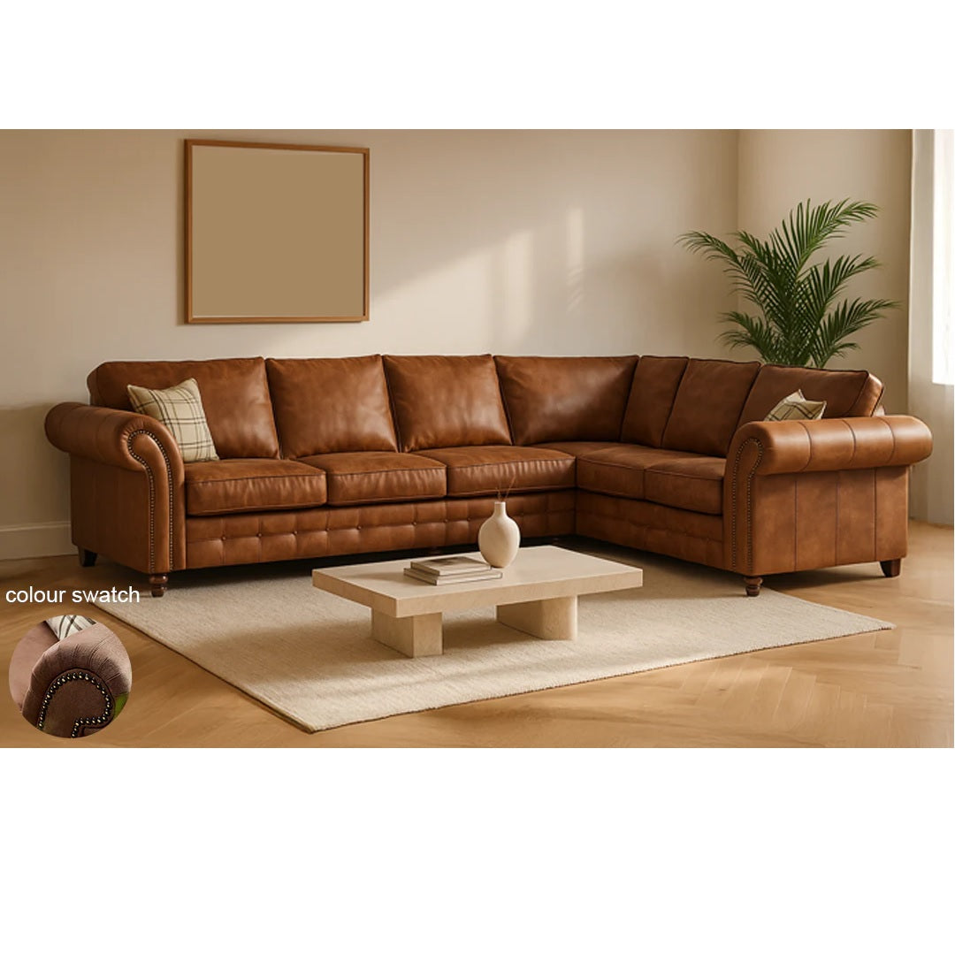 Oakland L Shaped 5 Seater Suede Leather Corner Sofa