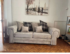 Verona 3 Seater +2 Seater Scatter Back Fabric Sofa Set Beige