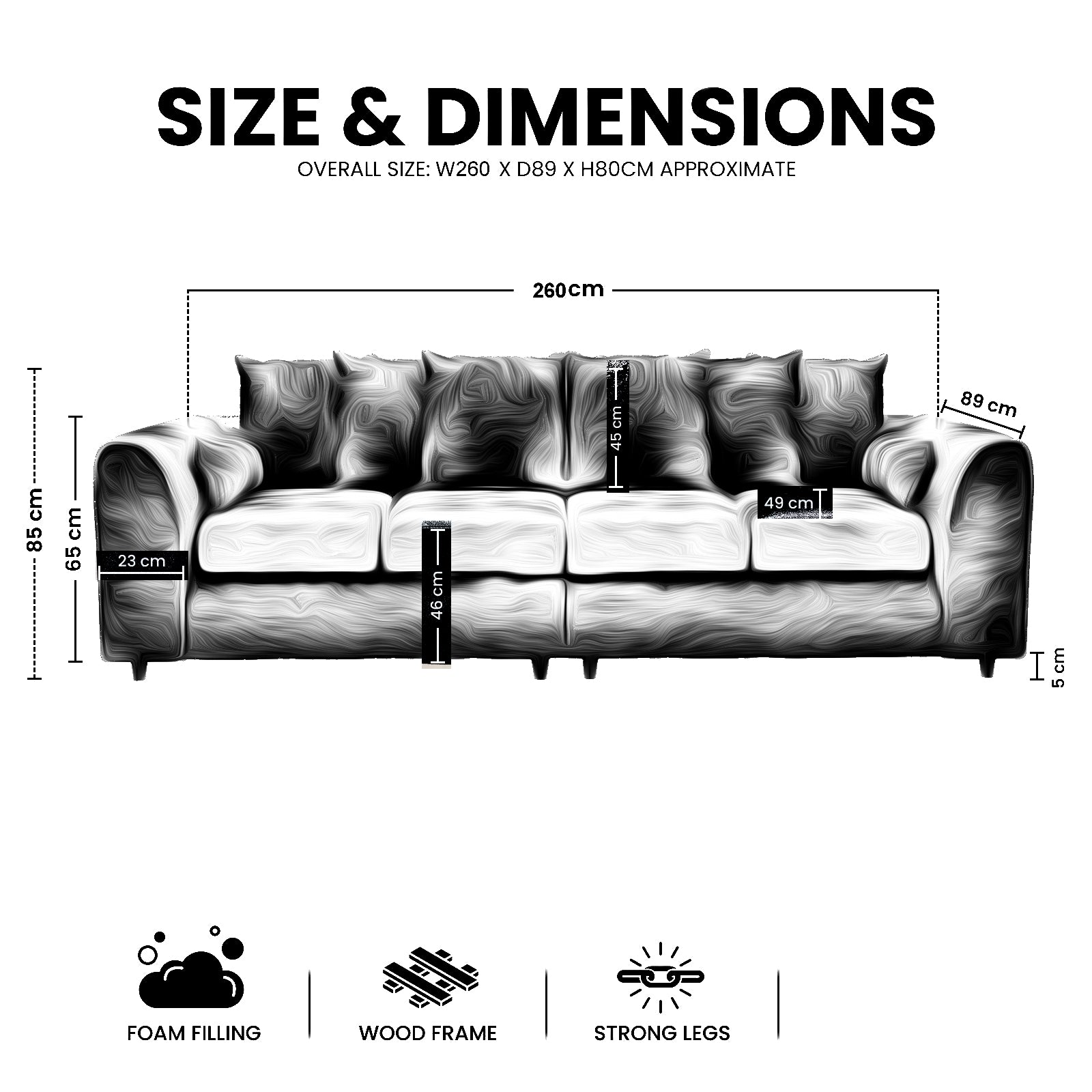 DYLAN 4 Seater Jumbo Cord Fabric Sofa