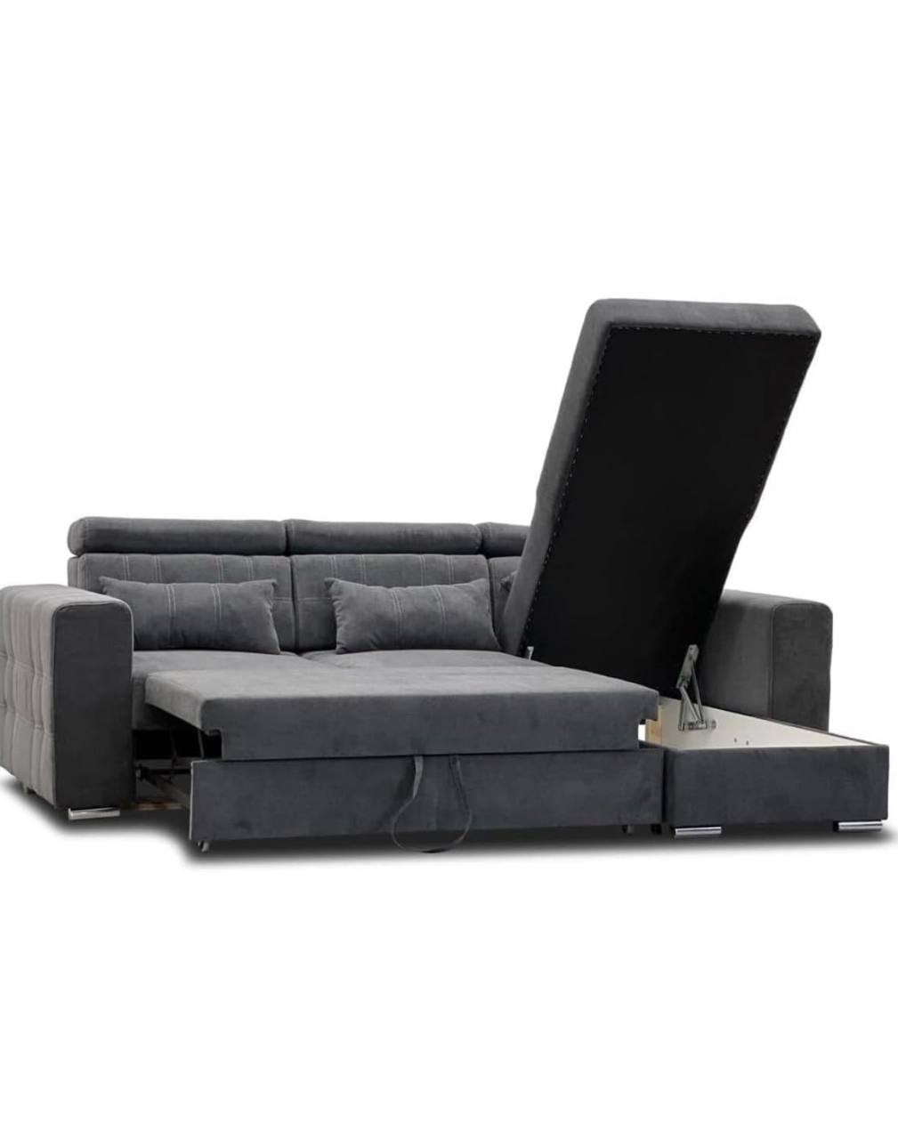 Luca L-Shaped Storage Sofa Bed Universal Corner Grey