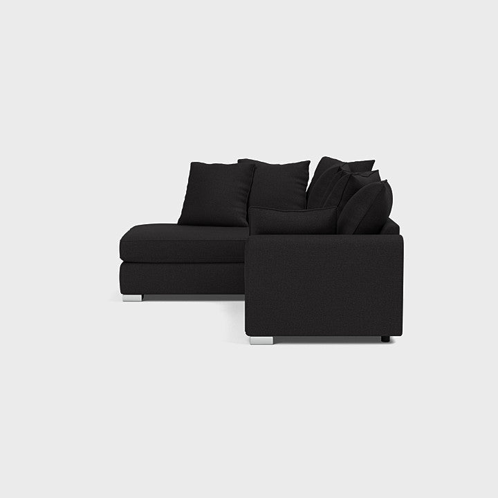 Chiswick Left Hand Facing Corner Sofa with Footstool Black